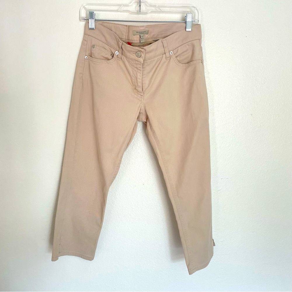 Burberry London Woman’s Cropped Khaki Chino Pants Size 4 Preppy European Summer